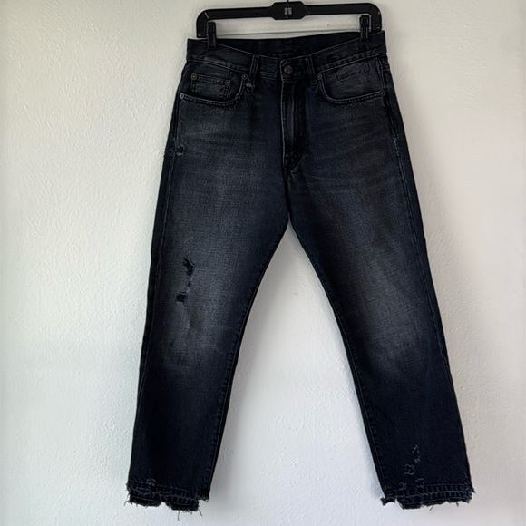 R13 Distressed Boyfriend Jean in Jake Black 24 - Picture 3 of 16